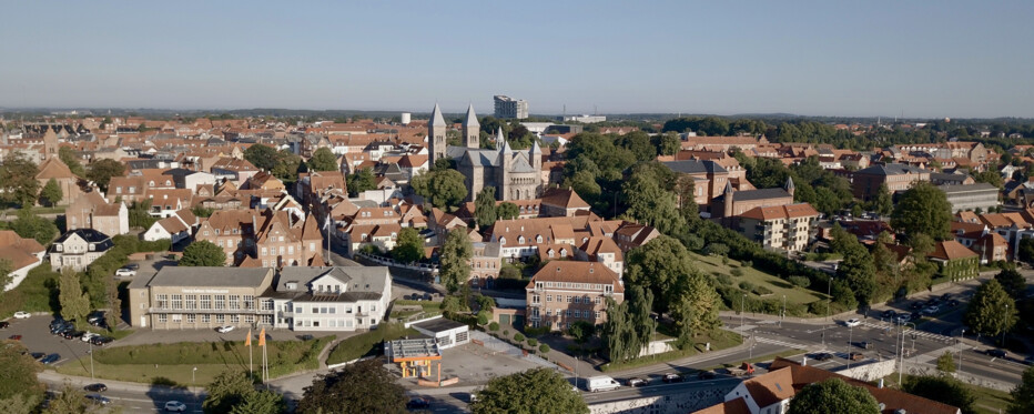 Dronebillede af Viborg by