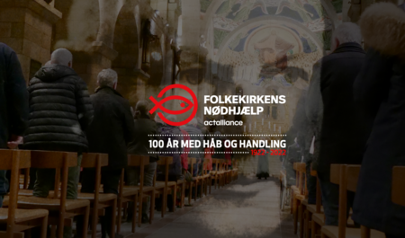 grafik med folkekirkens nødhjælp logo og viborg domkirke